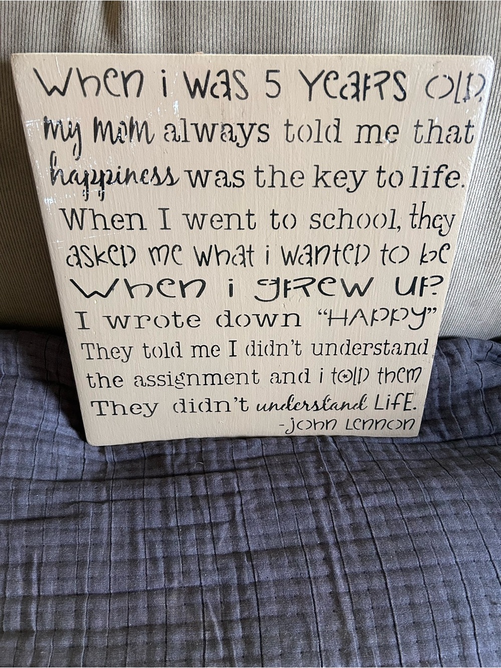 John Lennon Quote Wall Art - Beige & Black - Picture 3 of 3